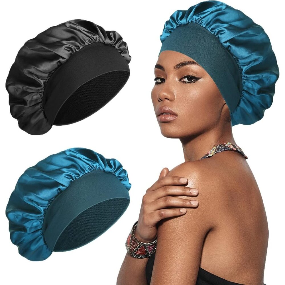 2 Pack Silk-Satin Bonnet Hair Wrap for Sleeping